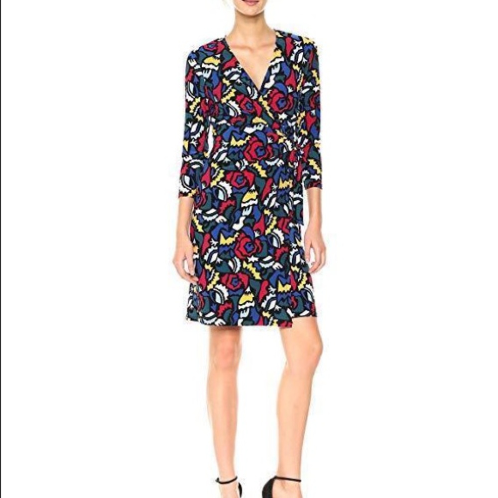 Anne Klein wrap dress w/tags, small, black/camo